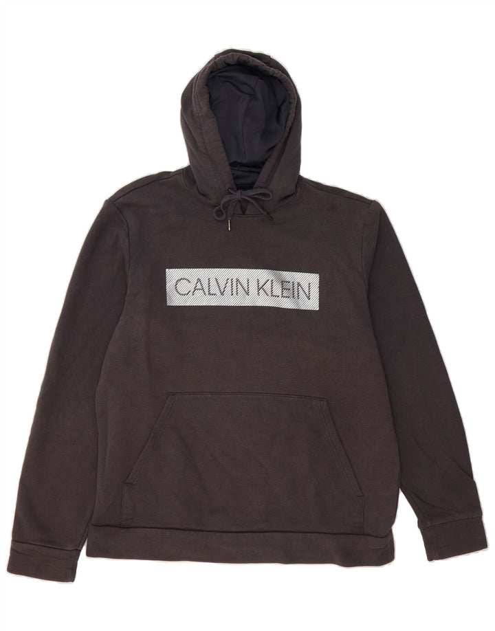 CALVIN KLEIN Mens Performance Graphic Hoodie Jumper Large Grey Cotton Vintage Calvin Klein and Second-Hand Calvin Klein from Messina Hembry 