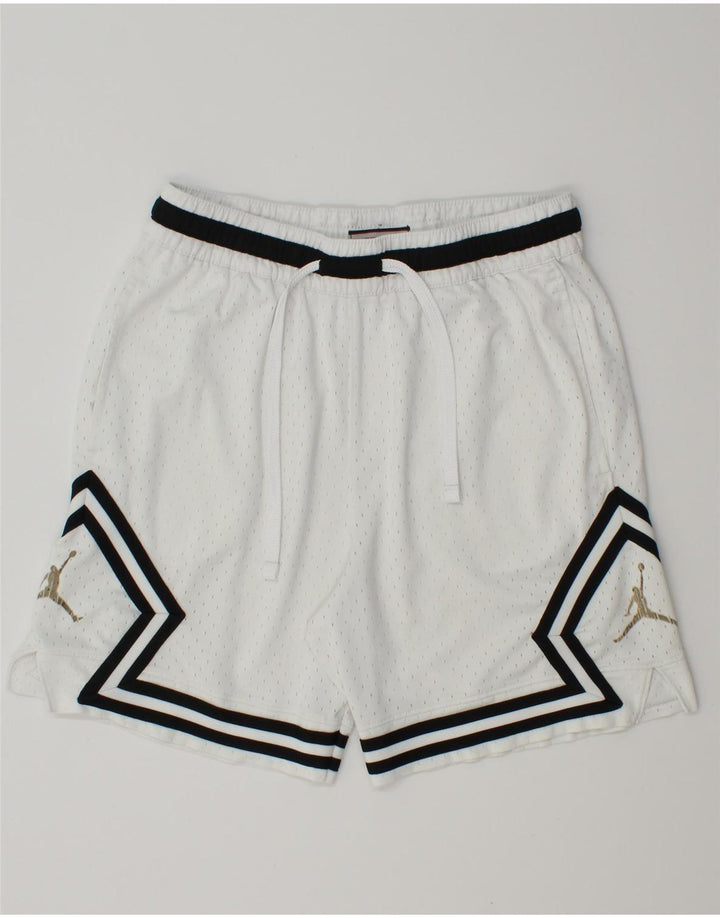 Jordan Mens Dri Fit Sport Shorts Médio Branco Geométrico Poliéster