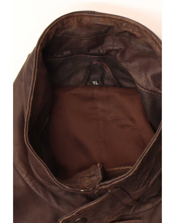 Jaqueta de couro masculina vintage UK 42 XL marrom