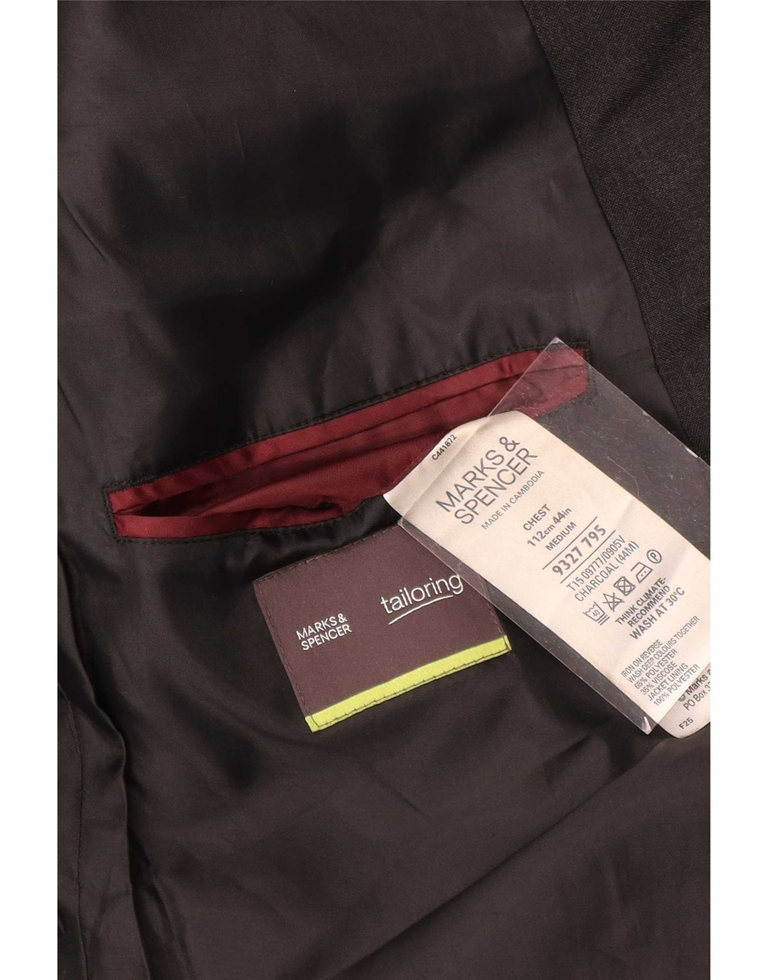 Jaqueta blazer masculina de 2 botões Marks & Spencer Reino Unido 44 XL cinza poliéster