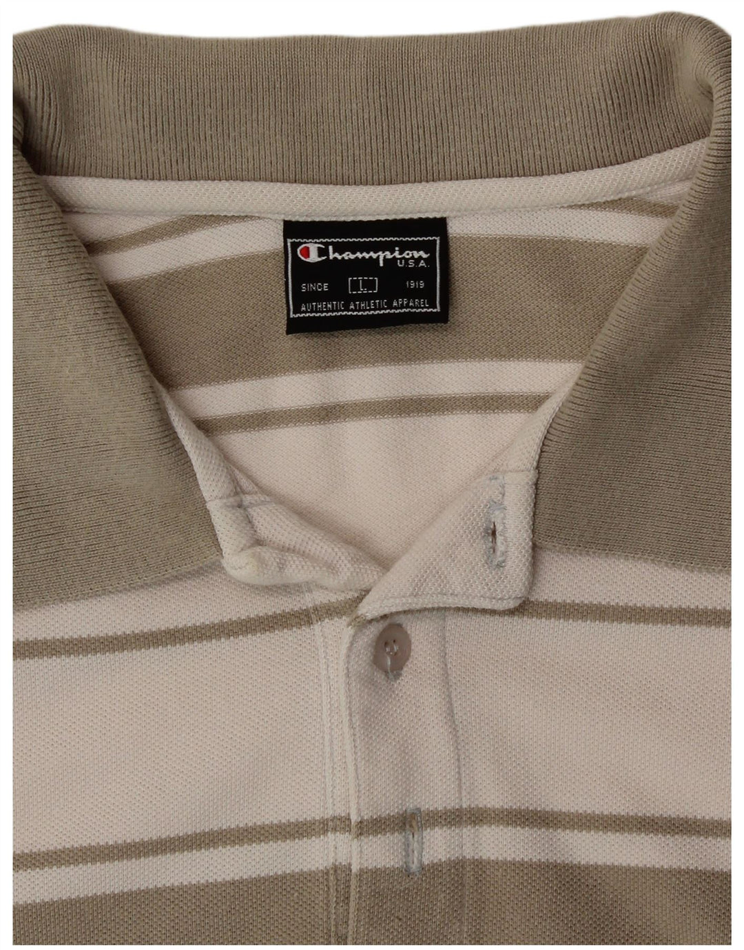 Camisa polo masculina CHAMPION grande algodão listrado branco