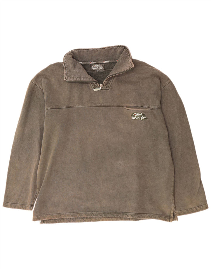 WEIRD FISH Suéter masculino com zíper e gola XL algodão cinza