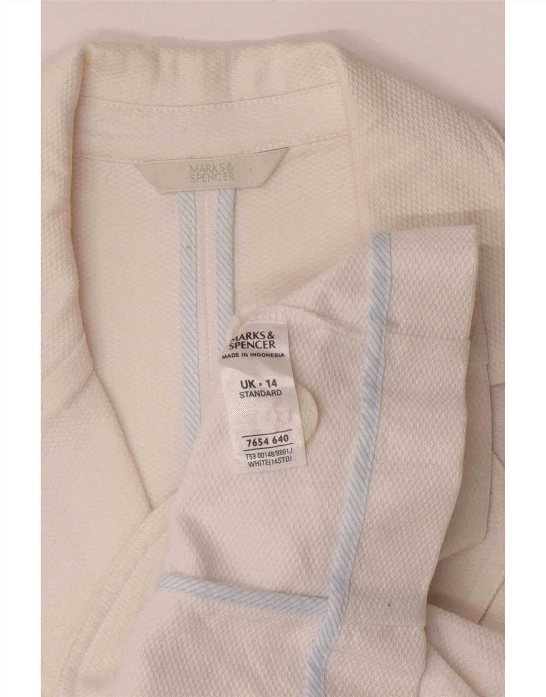 Jaqueta blazer feminina Marks & Spencer manga 3/4 e 2 botões Reino Unido 14 médio branco