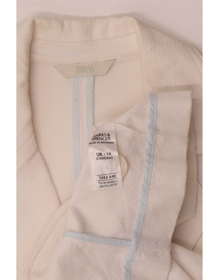 Jaqueta blazer feminina Marks & Spencer manga 3/4 e 2 botões Reino Unido 14 médio branco