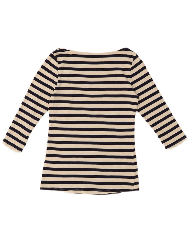 Top feminino Zara manga 3/4 Reino Unido 12 listrado preto médio
