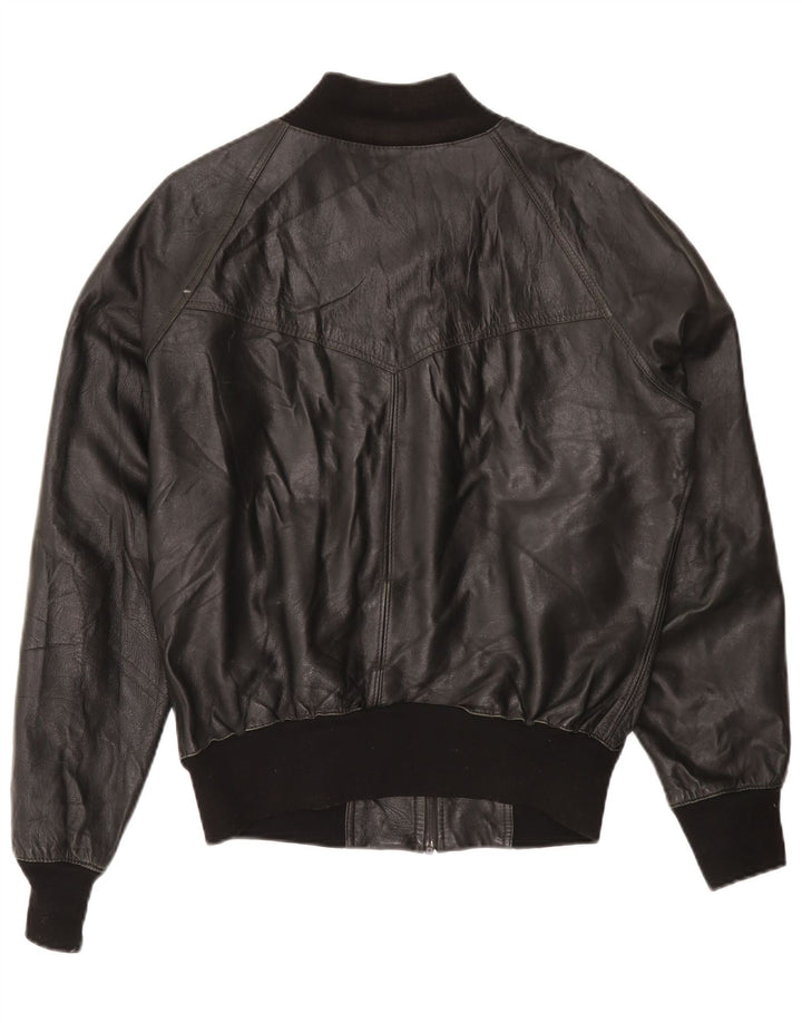 Jaqueta de couro masculina vintage UK 40 grande preta