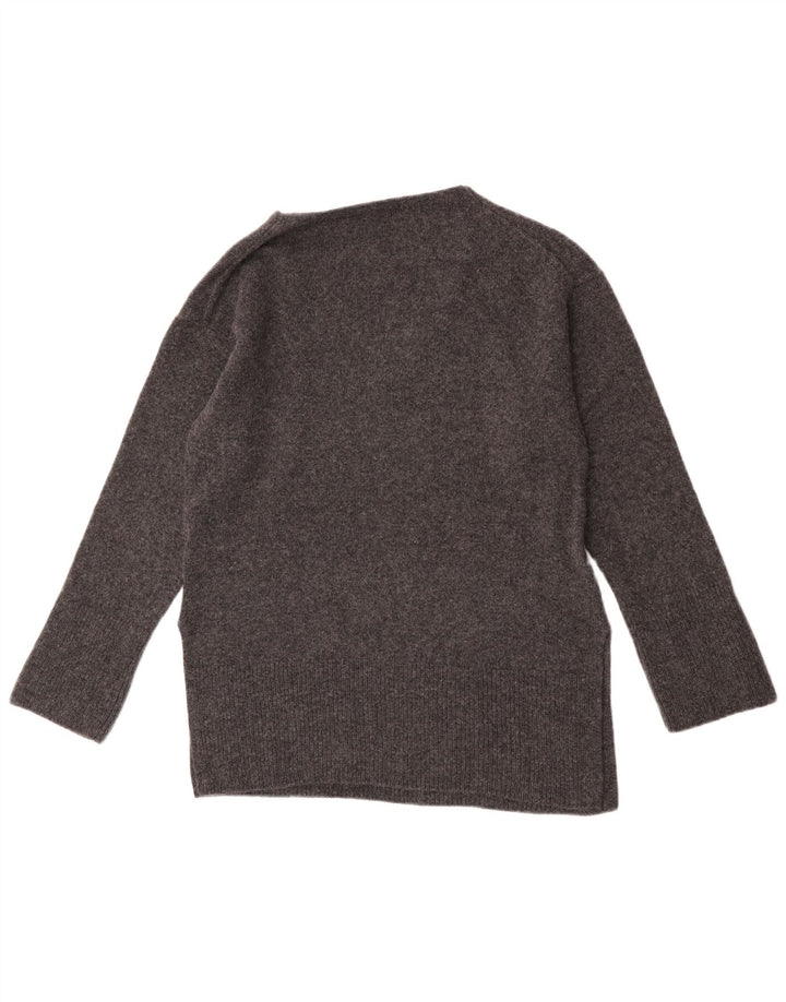 Suéter feminino Massimo Dutti com decote em V Reino Unido 10 lã cinza pequena