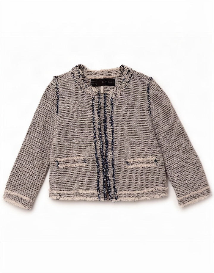 Zara Womens Blazer Jacket UK 12 Médio Algodão Cinza