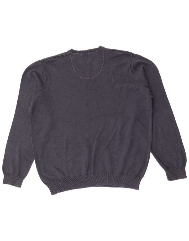 Suéter masculino Marks & Spencer Blue Harbor com decote em V grande azul marinho
