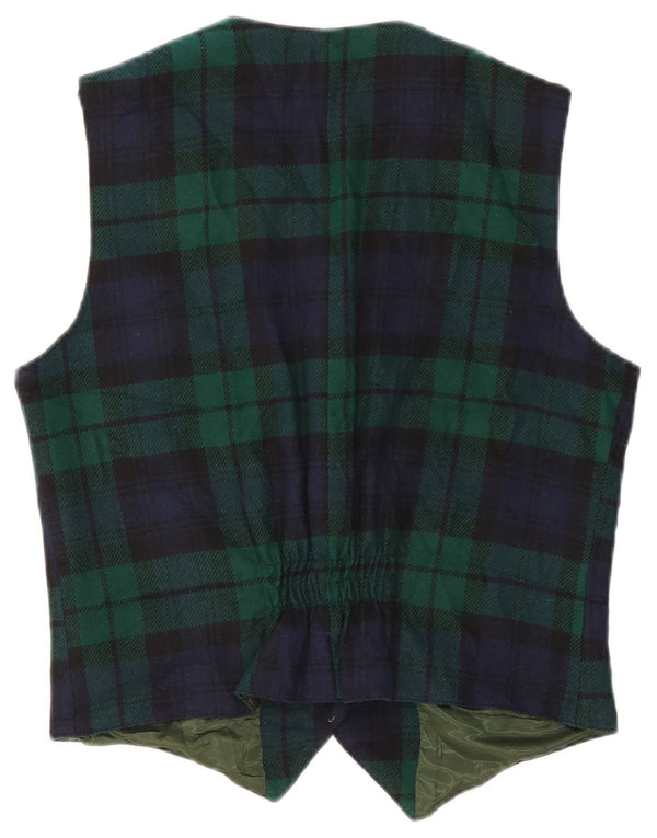 Colete feminino vintage IT 46 grande lã xadrez verde