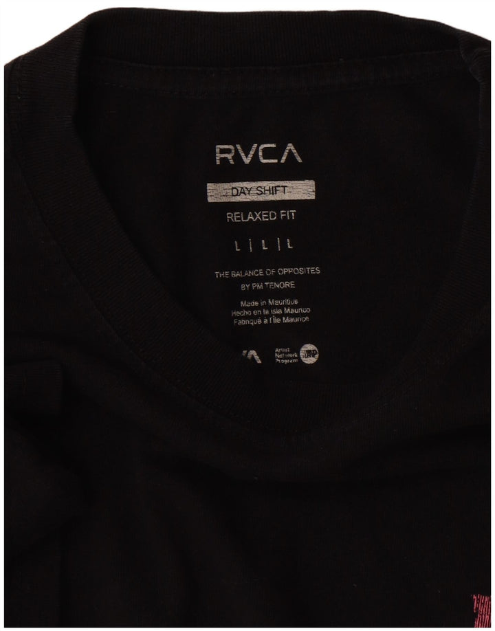 Camiseta masculina RVCA com ajuste relaxado gráfico grande preto