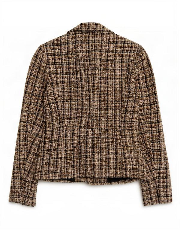 Jaqueta blazer feminina Zara com 5 botões Reino Unido 12 xadrez médio multicolorido