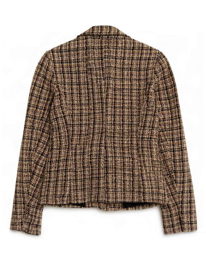 Jaqueta blazer feminina Zara com 5 botões Reino Unido 12 xadrez médio multicolorido