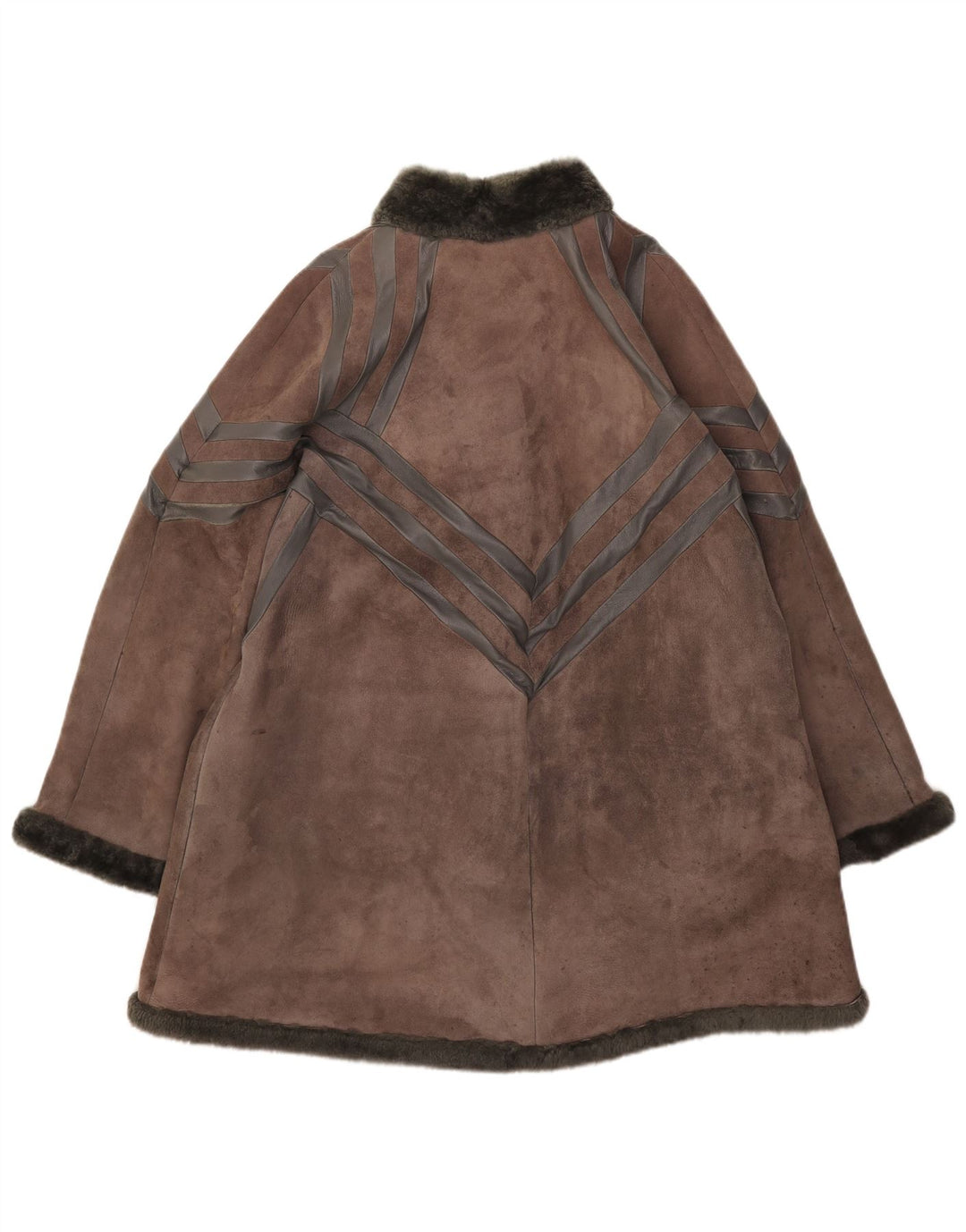 Casaco feminino vintage de shearling UK 14 cinza médio