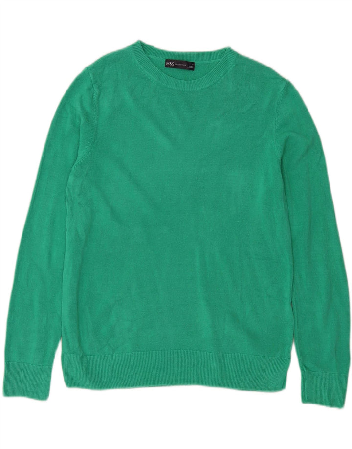 Suéter feminino Marks & Spencer com gola redonda Reino Unido 14 acrílico verde médio