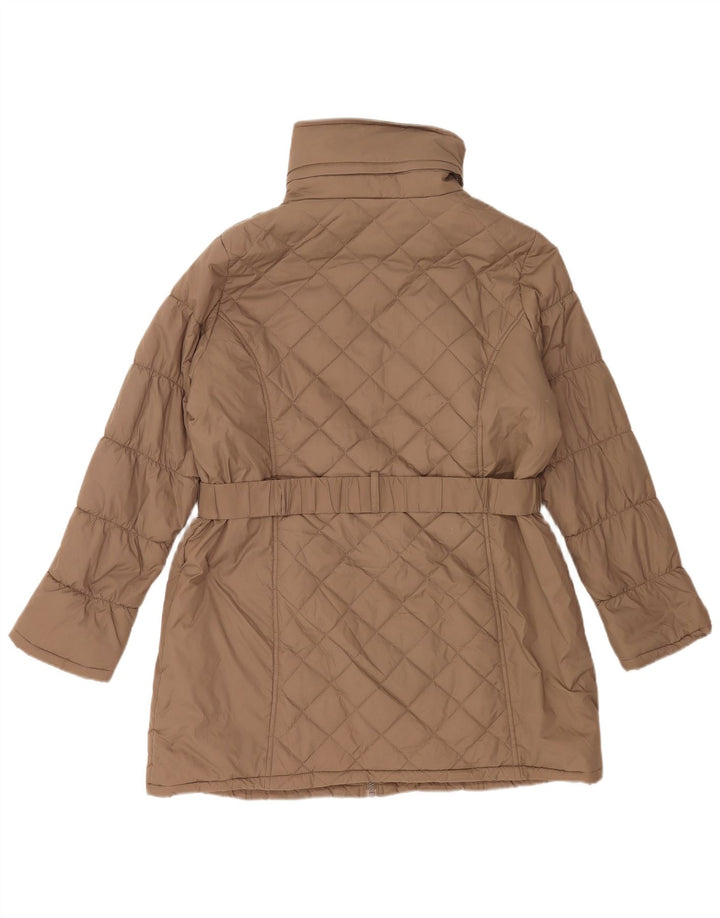 Casaco acolchoado com capuz feminino Marks & Spencer Reino Unido 16 grande poliamida marrom