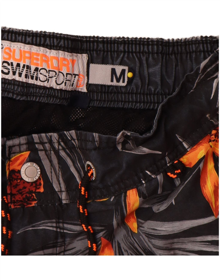 Shorts de natação masculino Superdry poliéster floral cinza médio