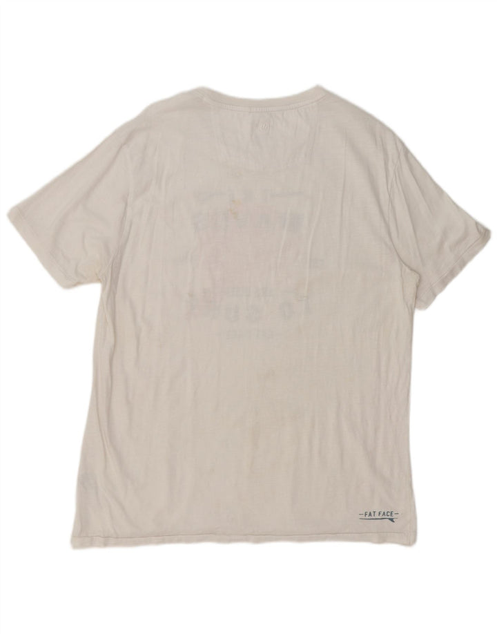 Camiseta gráfica masculina Fat Face Top grande de algodão branco