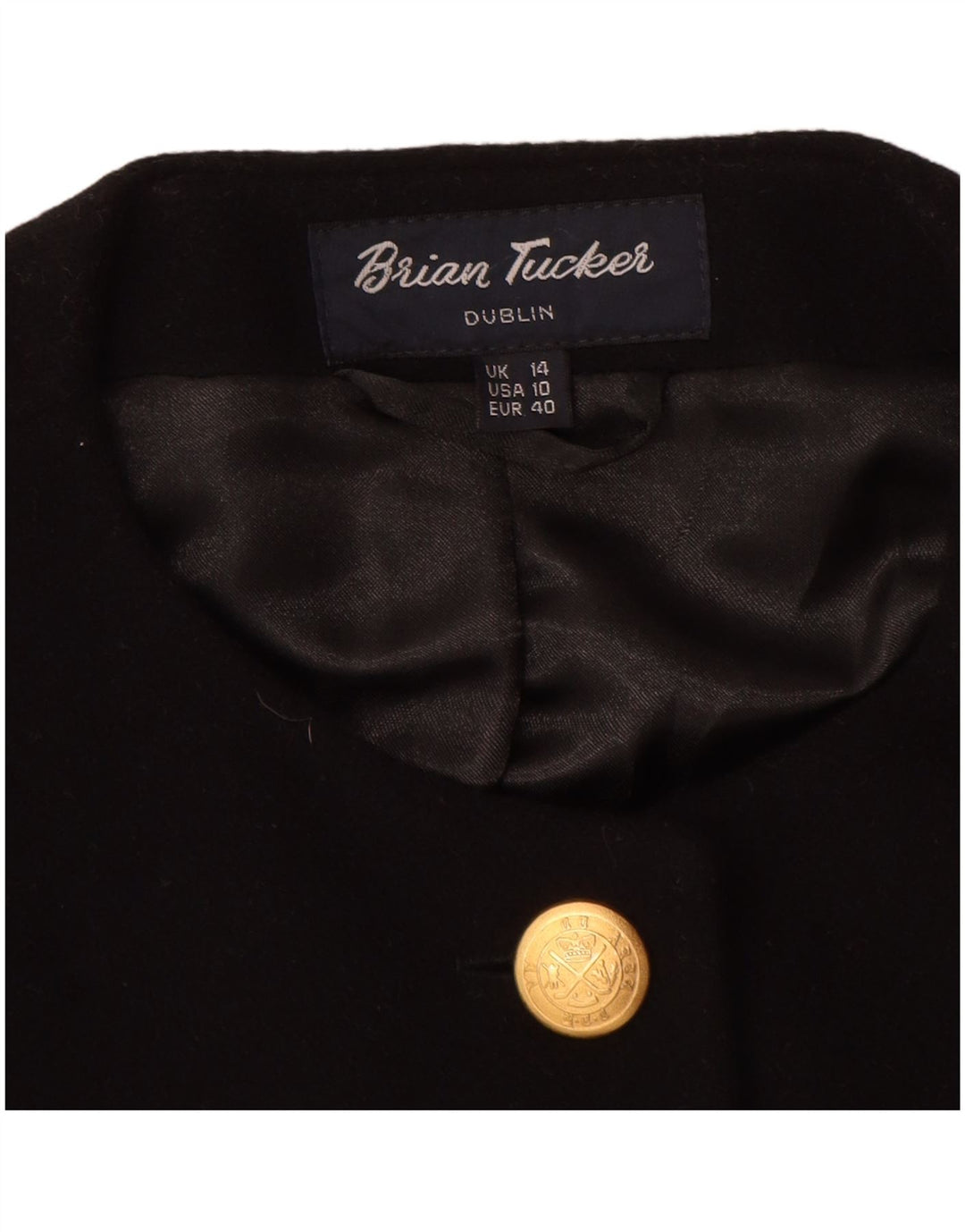 Jaqueta blazer feminina Brian Tucker com 5 botões Reino Unido 14 grande lã preta