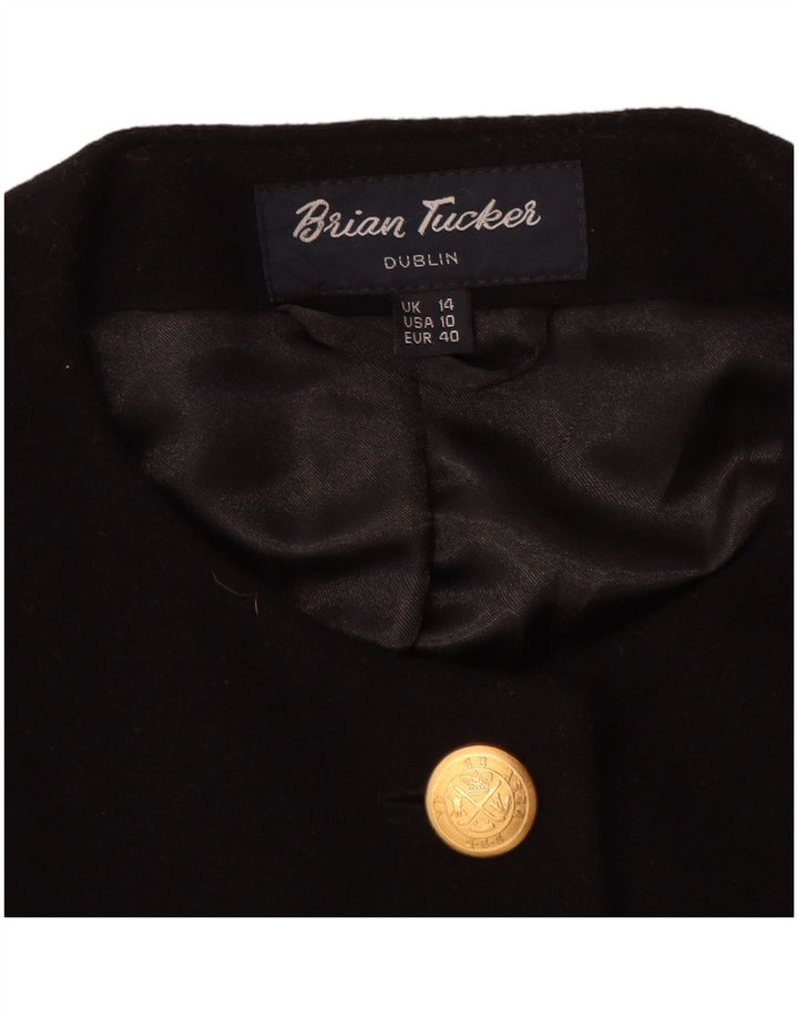 Jaqueta blazer feminina Brian Tucker com 5 botões Reino Unido 14 grande lã preta