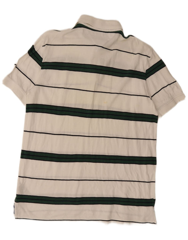 Camisa polo masculina Tommy Hilfiger Custom Fit XL algodão listrado branco
