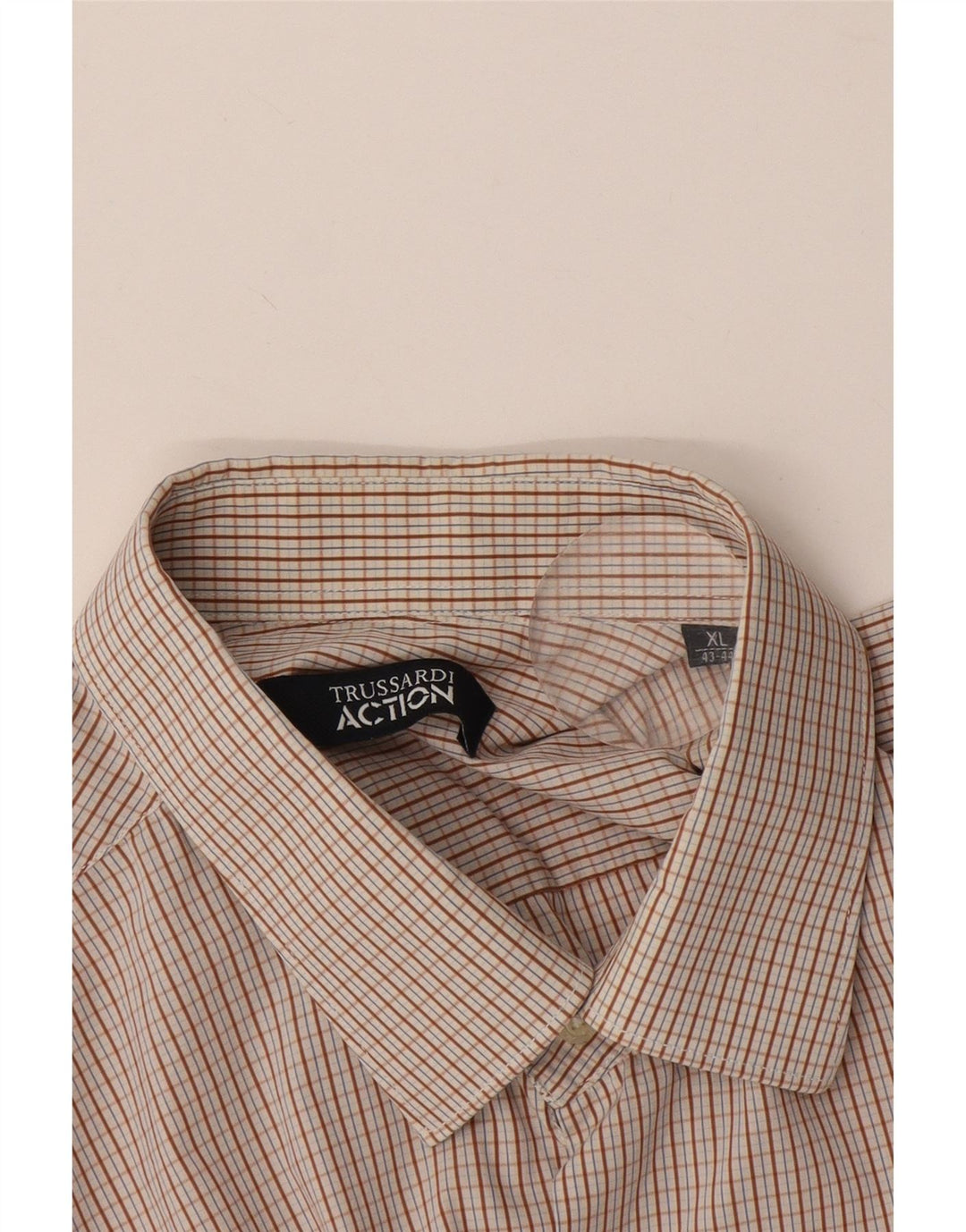 Camisa masculina Trussardi tamanho 43/44 XL marrom guingão