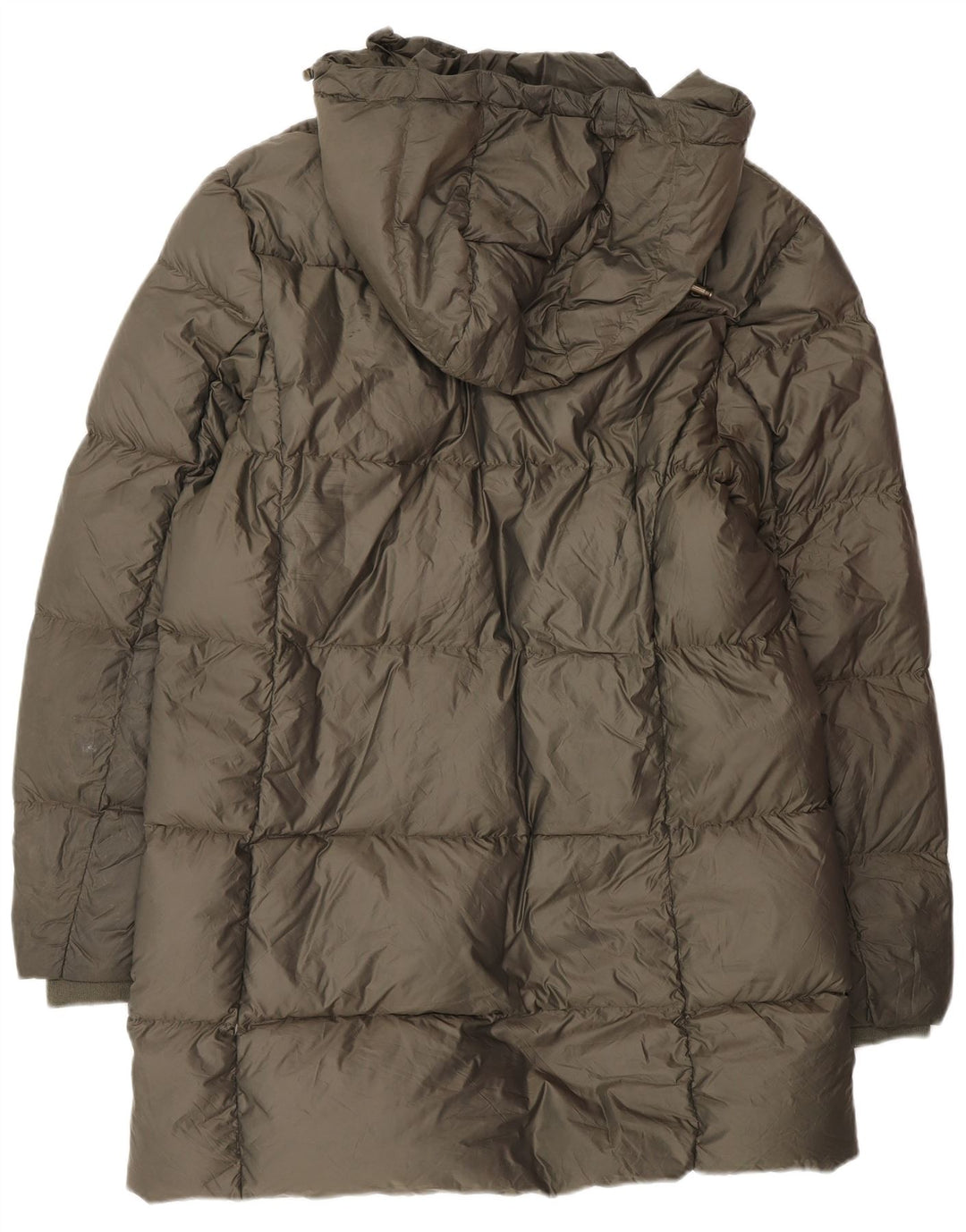 Casaco acolchoado com capuz feminino Jack Wills Reino Unido 14 grande poliéster cáqui