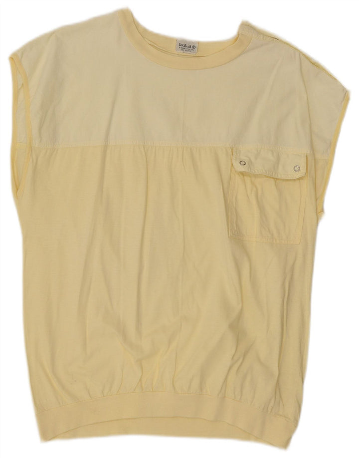 Blusa feminina FIXED RIVET Top UK 18 XL algodão amarelo