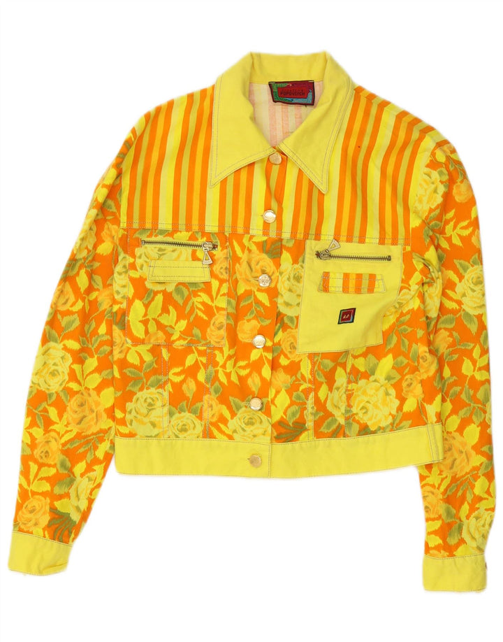 Jaqueta bomber feminina vintage EU 38 algodão floral amarelo médio