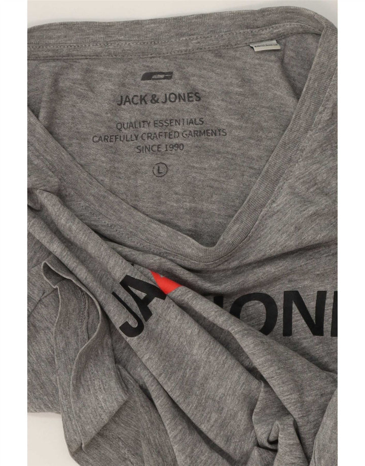 Camiseta gráfica masculina Jack & Jones grande cinza