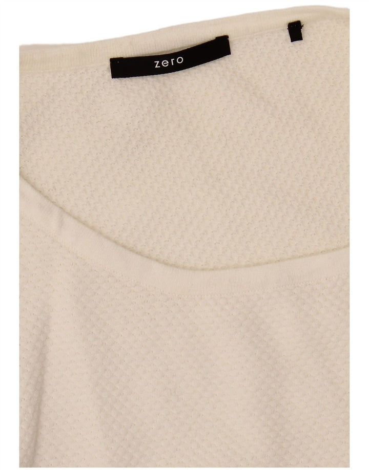 ZERO Womens Top Manga Longa UK 12 Médio Branco