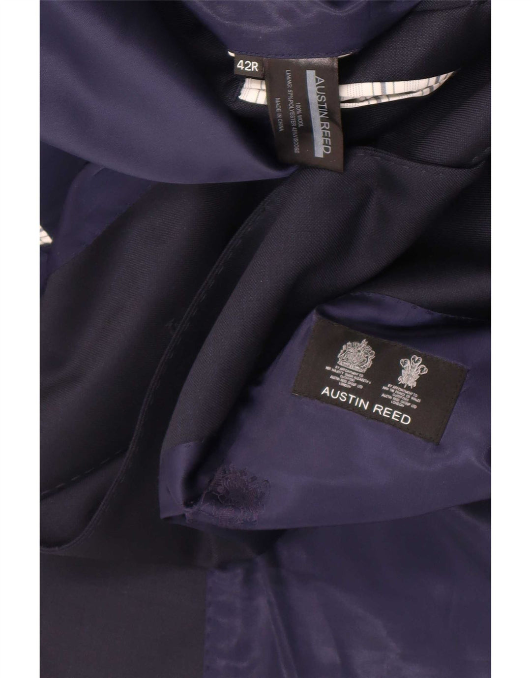 Jaqueta blazer masculina Austin Reed com 2 botões Reino Unido 42 XL lã azul marinho