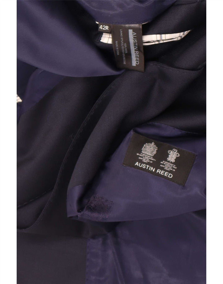 Jaqueta blazer masculina Austin Reed com 2 botões Reino Unido 42 XL lã azul marinho