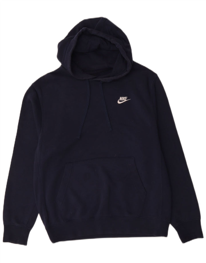 Nike Mens Hoodie Jumper Médio Azul Marinho Algodão