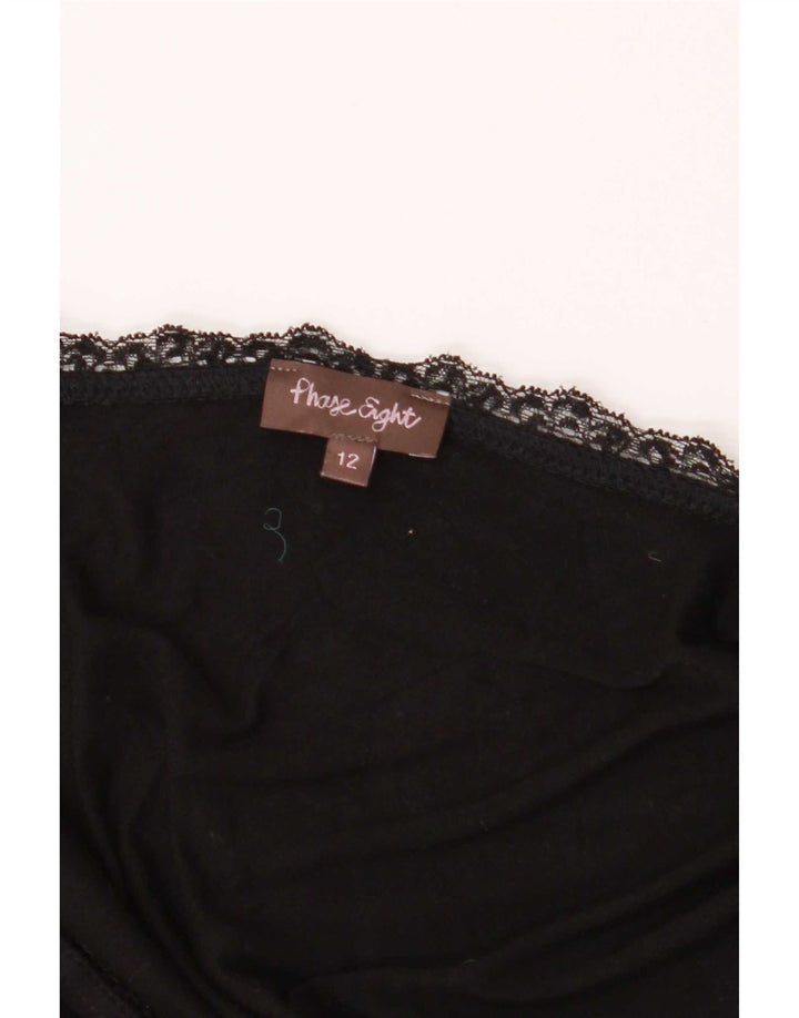 Top curto feminino Phase Eight com manga 3/4 Reino Unido 12 viscose preta média