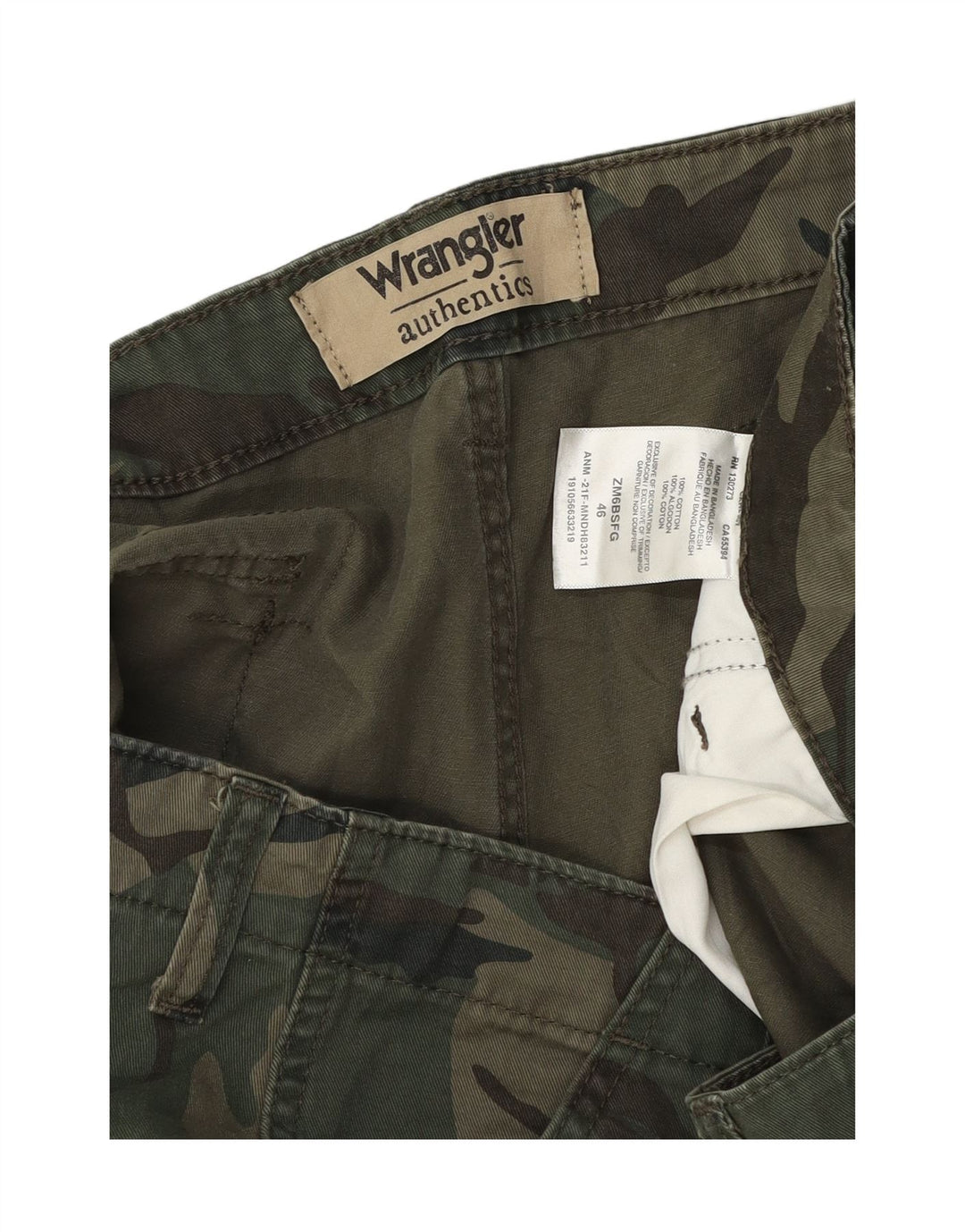 Shorts cargo masculino WRANGLER W46 3XL algodão camuflado verde