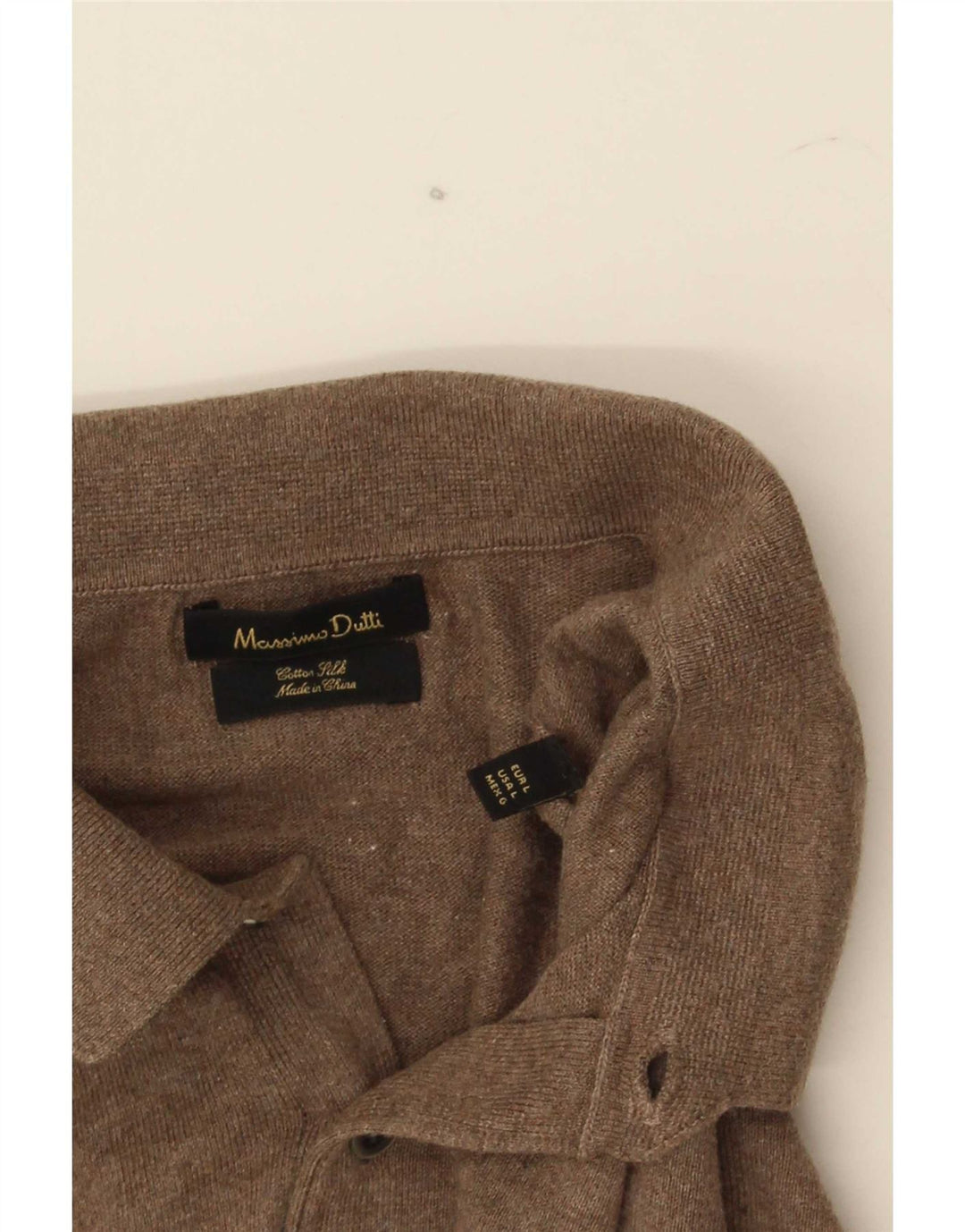 Suéter masculino Massimo Dutti com gola polo, grande algodão marrom
