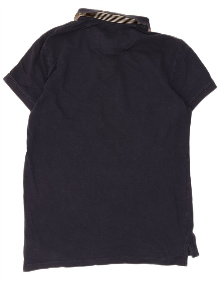 Camisa polo masculina Massimo Dutti Slim Fit pequena azul marinho