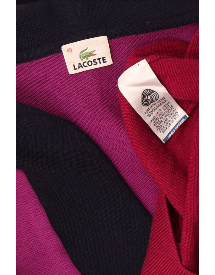 Suéter feminino Lacoste com decote em V tamanho 40 médio multicolorido