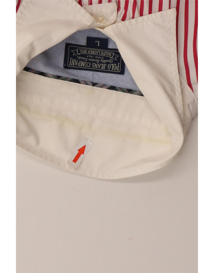 Camisa masculina RALPH LAUREN grande algodão listrado vermelho