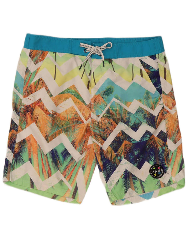 Maui Maui Shorts de natação feminino UK 14 médio multicolorido Chevron