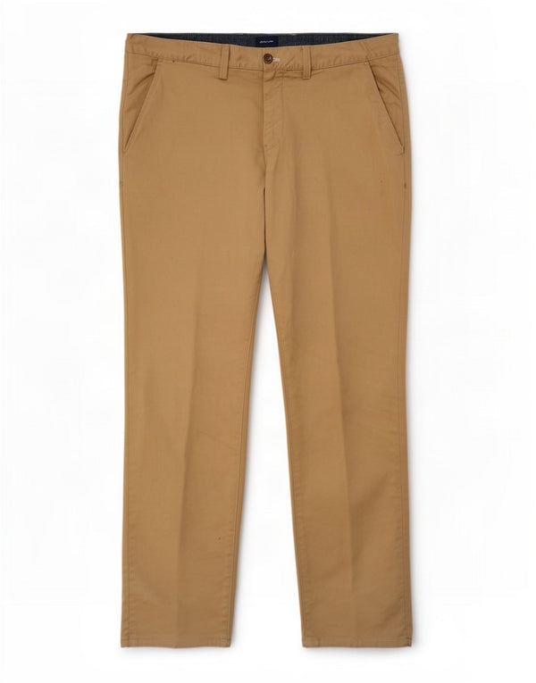 Gant Mens Hallden Slim Chino Calças W38 L32 Algodão Bege