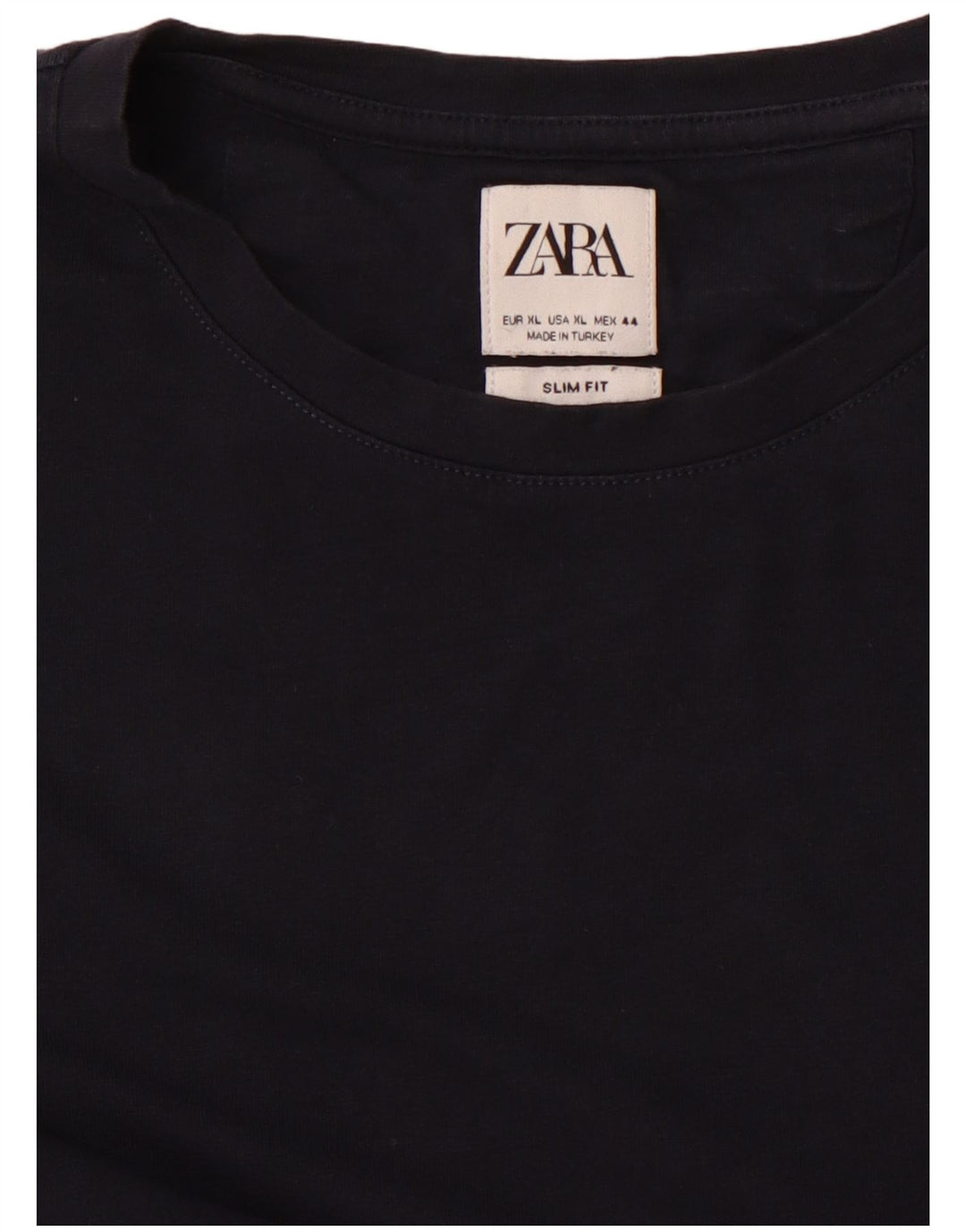 Zara Mens Slim Fit T-Shirt Top XL Azul Marinho