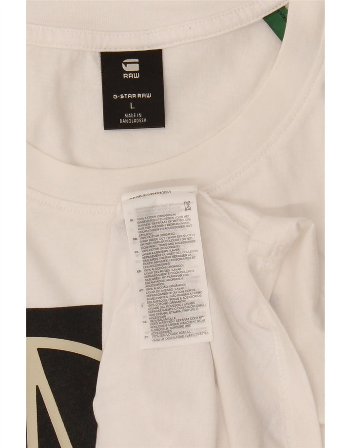 Camiseta gráfica masculina G-Star Top grande de algodão branco