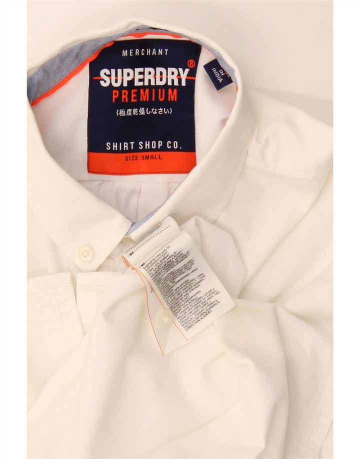 Camisa masculina Superdry pequena algodão branco