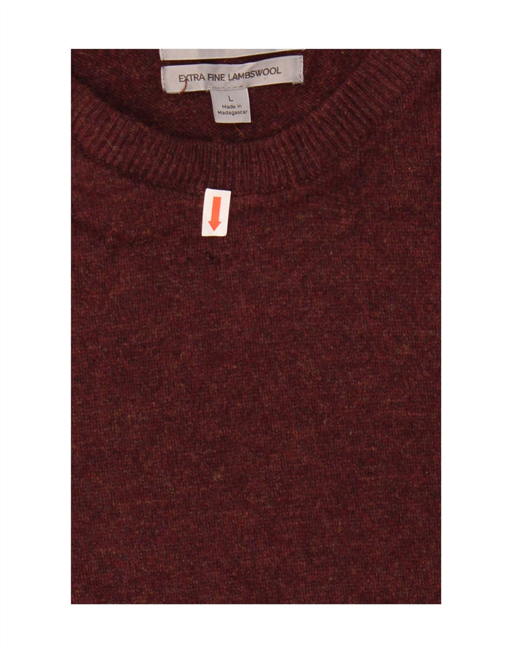 Suéter masculino Marks & Spencer com gola redonda, grande lã cor de vinho