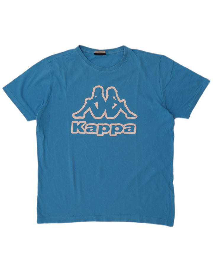 Camiseta gráfica masculina Kappa Top grande algodão azul
