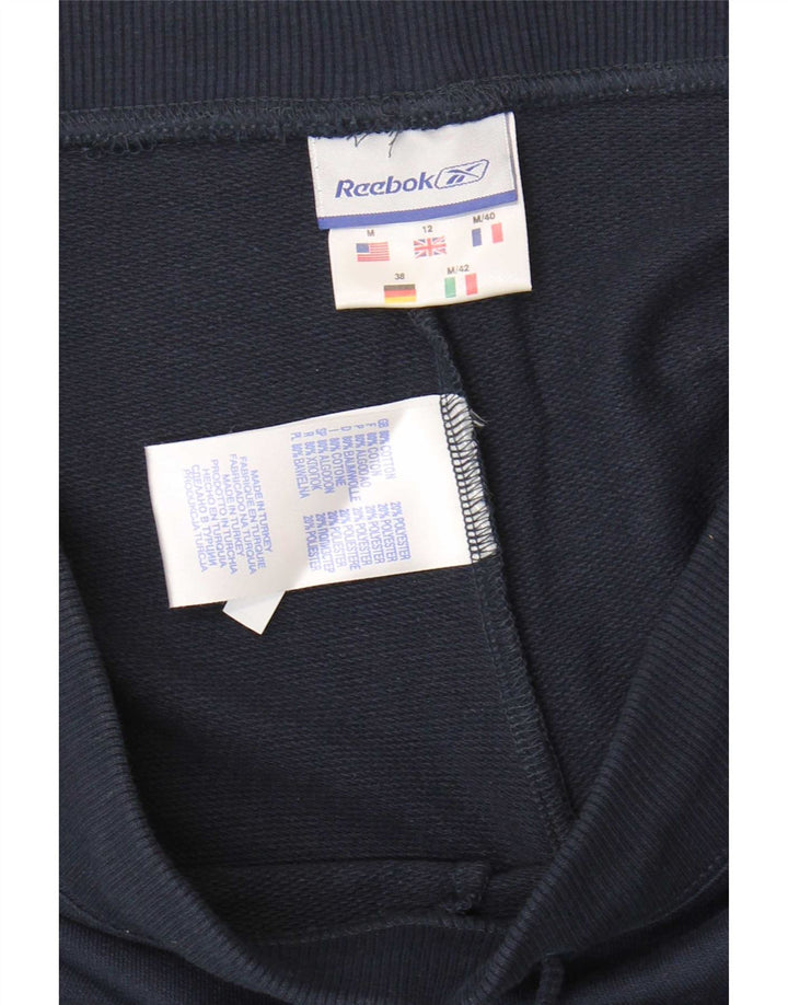 Shorts esportivos femininos Reebok UK 12 médio azul marinho algodão