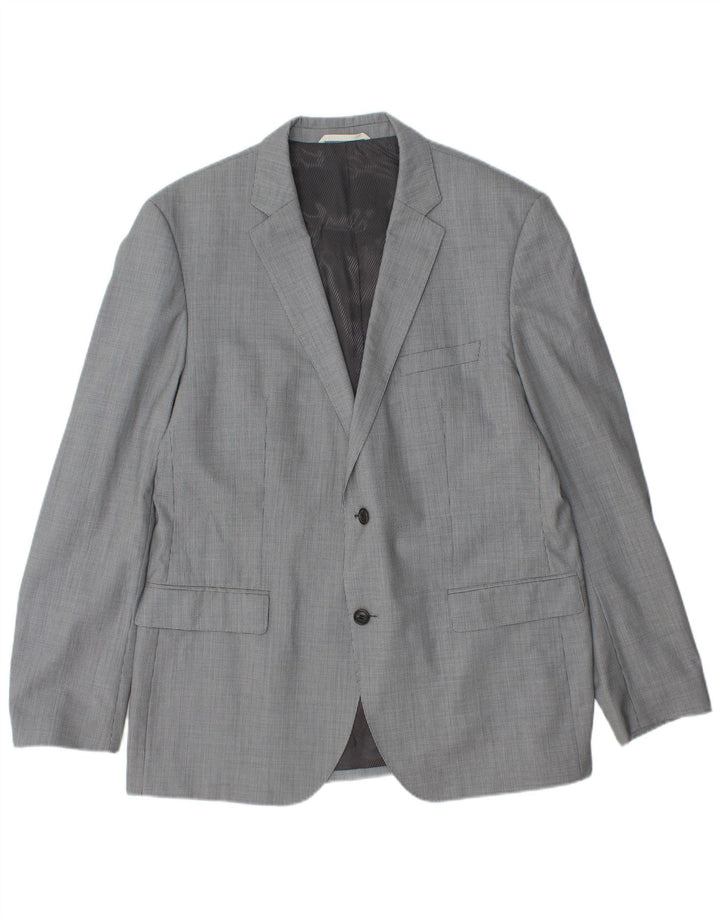 Jaqueta Blazer Masculina Hugo Boss com 2 Botões EU 54 2XL Cinza Houndstooth Viscose
