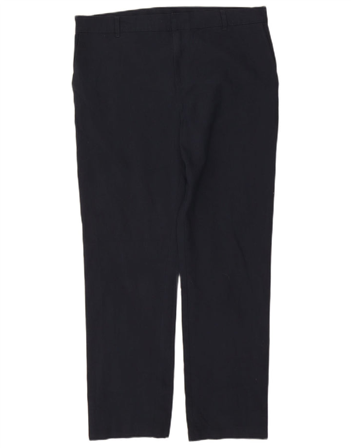 Calça chino reta masculina Marks & Spencer W34 L29 azul marinho